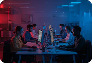 B2C-4 People working on system