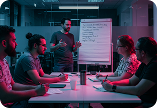 H-1 people in discussion room