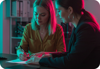 MF-4 girls writing something on paper