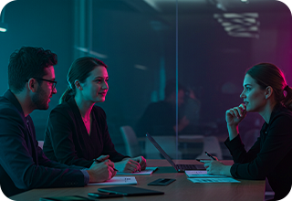 RE-1 Couple discussing thing with a lady