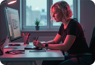 RE-2 Girl working on design