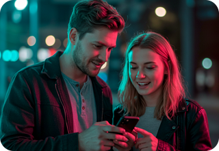 RES-3 Girl and boy watching phone